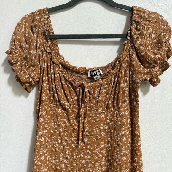 Audrey 3+1 Tan Puff Sleeve Bodycon Mini Dress - Picture 4 of 8